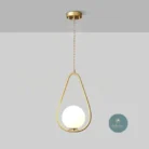 Suspension Globe Ovale Dorée à Verre Blanc Maroc_3