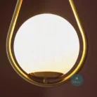 Suspension Globe Ovale Dorée à Verre Blanc Maroc_9